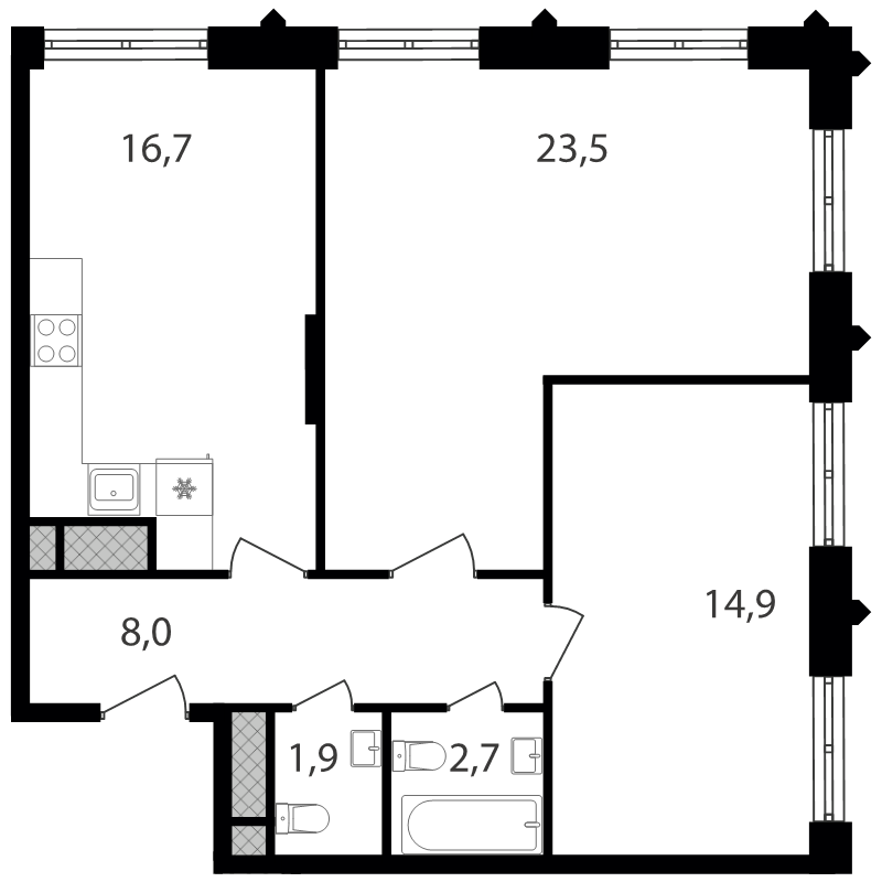 3 ккв (Евро) 67,7 м²