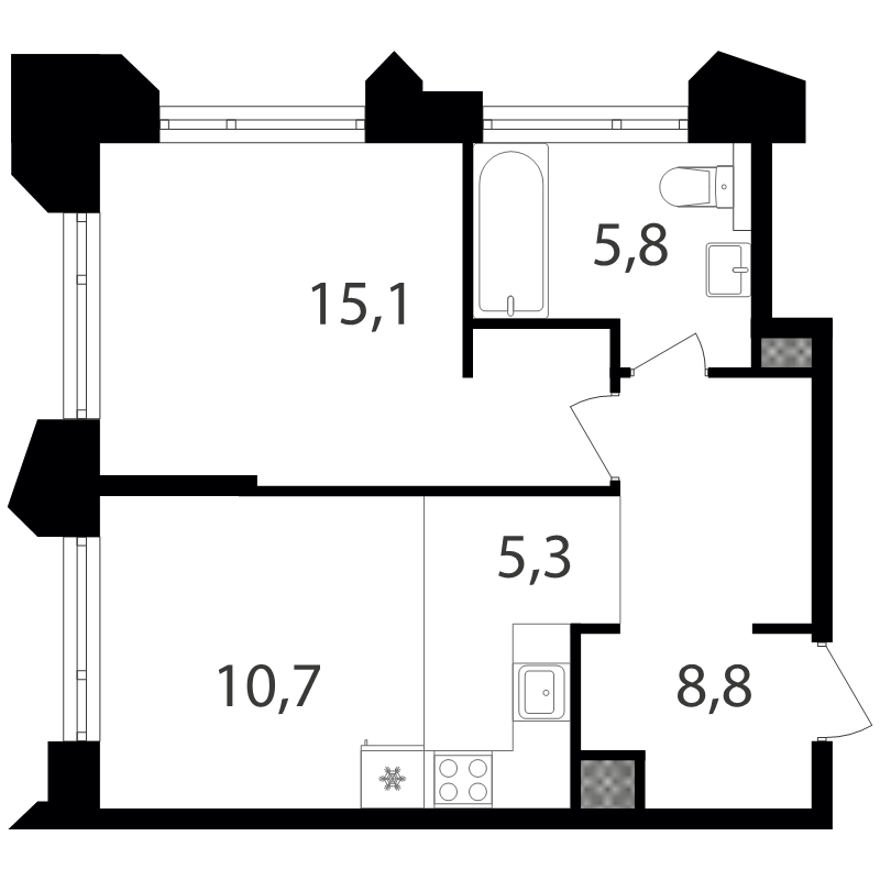 2 ккв (Евро) 45,9 м²