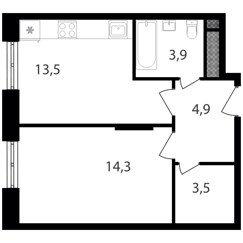 1 ккв 40,1 м²