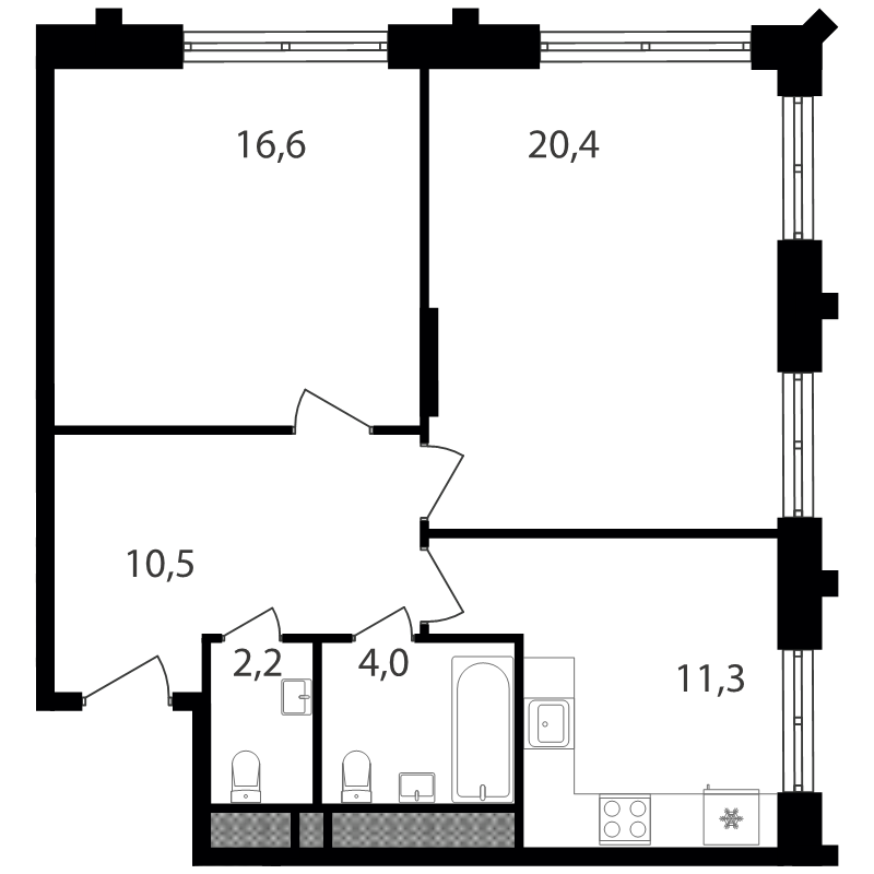 2 ккв 65 м²