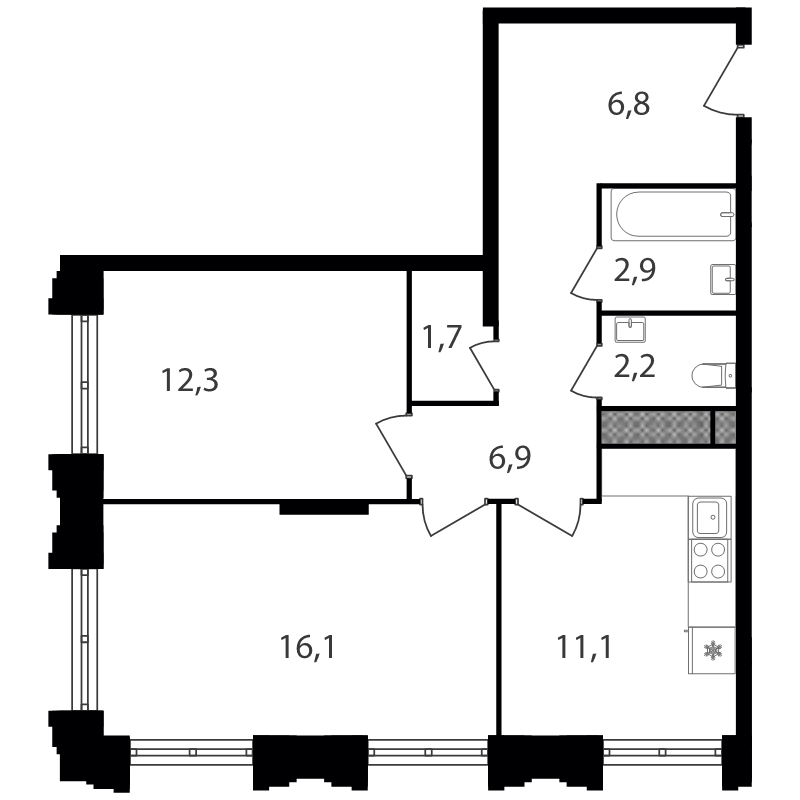 2 ккв 60 м²