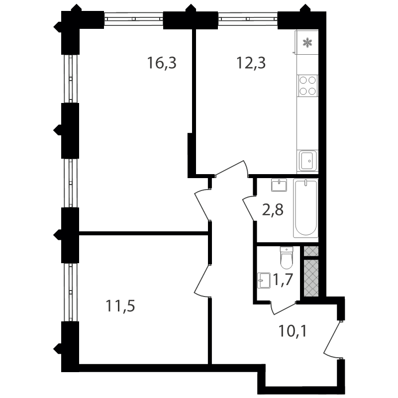 2 ккв 54,7 м²