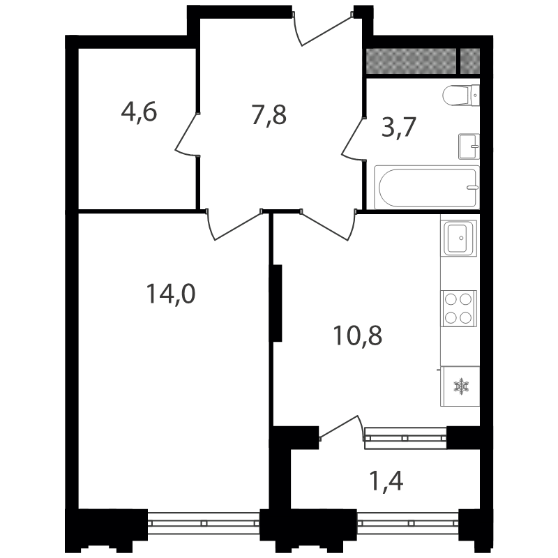 1 ккв 42,3 м²