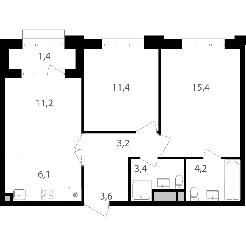 3 ккв (Евро) 60,2 м²