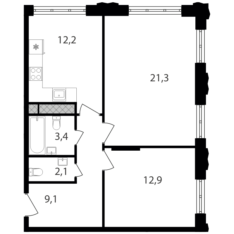 2 ккв 61 м²