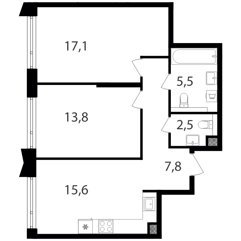 3 ккв (Евро) 62,3 м²