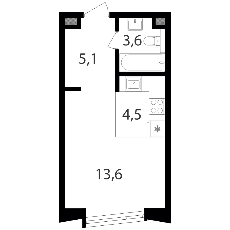 Студия 26,8 м²