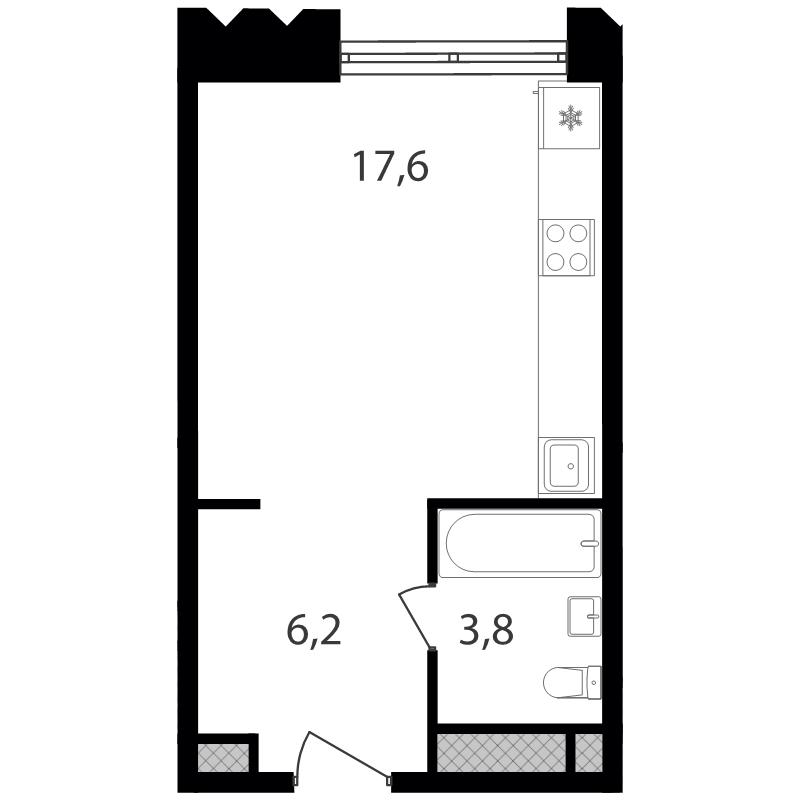 Студия 27,6 м²