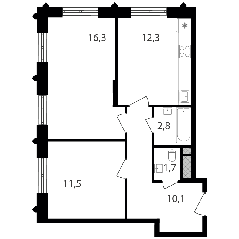 2 ккв 54,7 м²