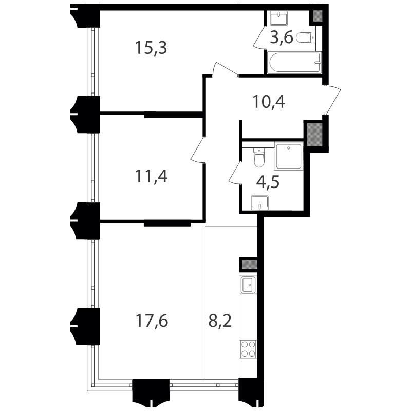 3 ккв (Евро) 71,7 м²
