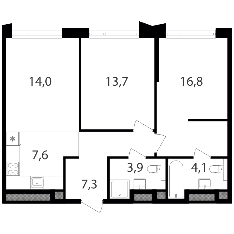 3 ккв (Евро) 67,1 м²