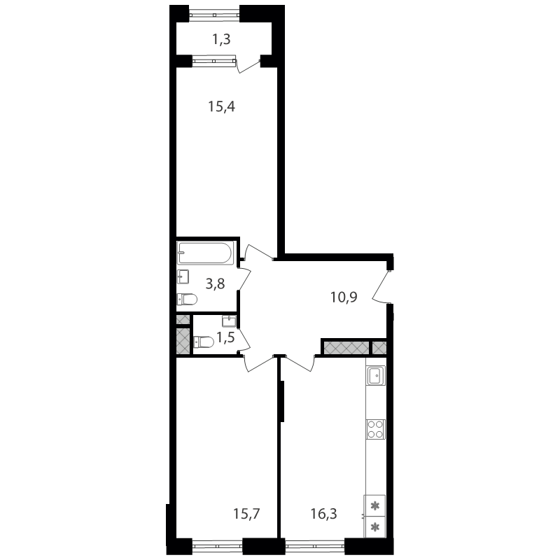 3 ккв (Евро) 64,9 м²
