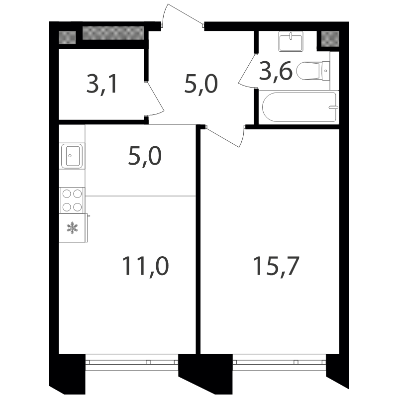 2 ккв (Евро) 43,1 м²