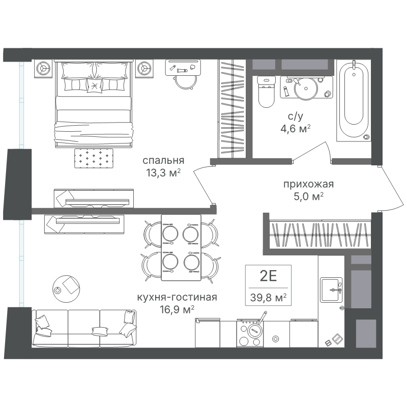 2 ккв (Евро) 39,7 м²