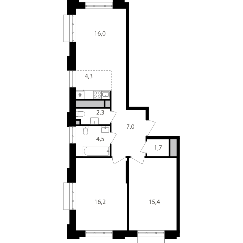 3 ккв (Евро) 67,9 м²