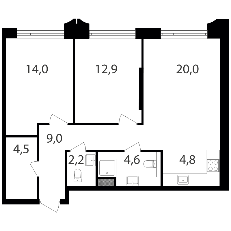 3 ккв (Евро) 72,3 м²