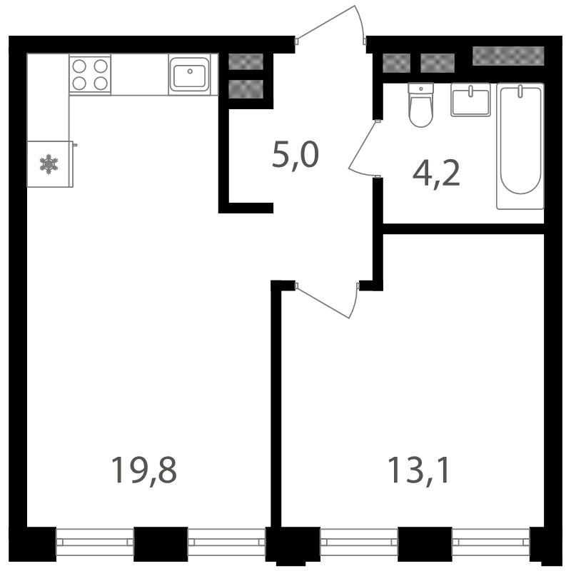 2 ккв (Евро) 41,9 м²