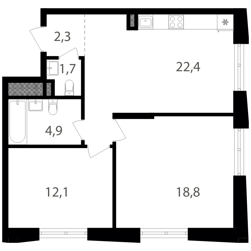 3 ккв (Евро) 62,1 м²