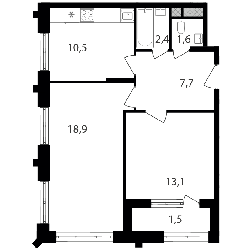 2 ккв 55,7 м²