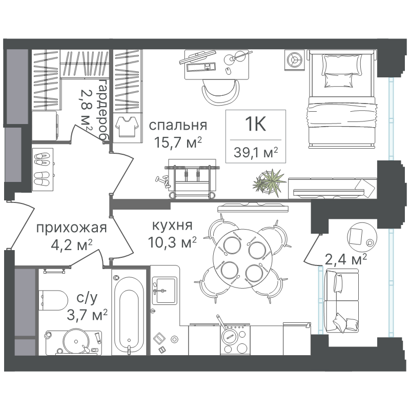 1 ккв 39,1 м²