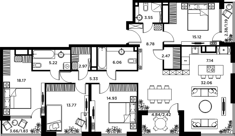 5 ккв (Евро) 141,2 м²