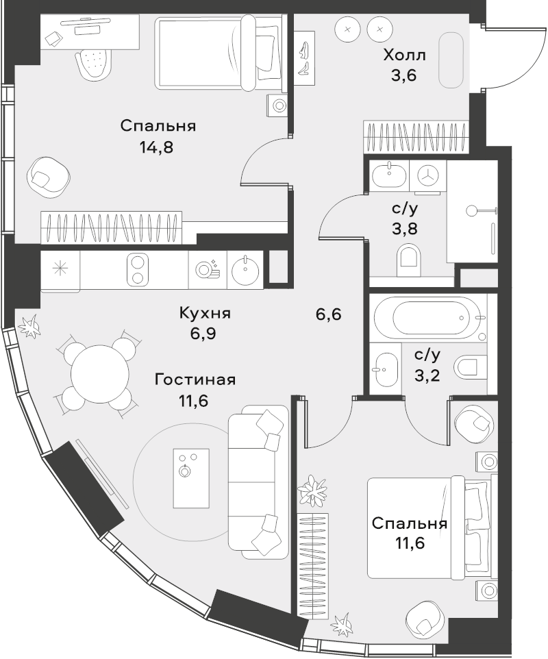 3 ккв (Евро) 62,1 м²