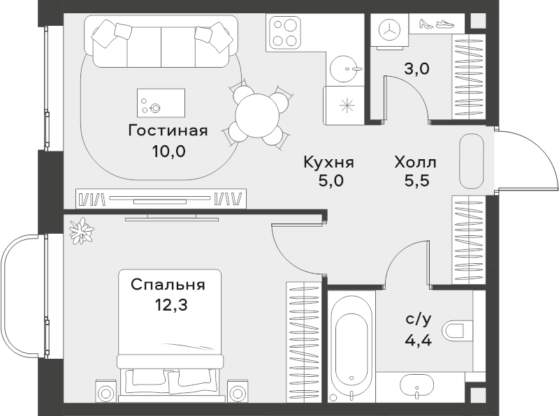 2 ккв (Евро) 40,2 м²