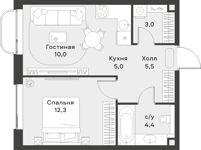 2 ккв (Евро) 40,2 м²