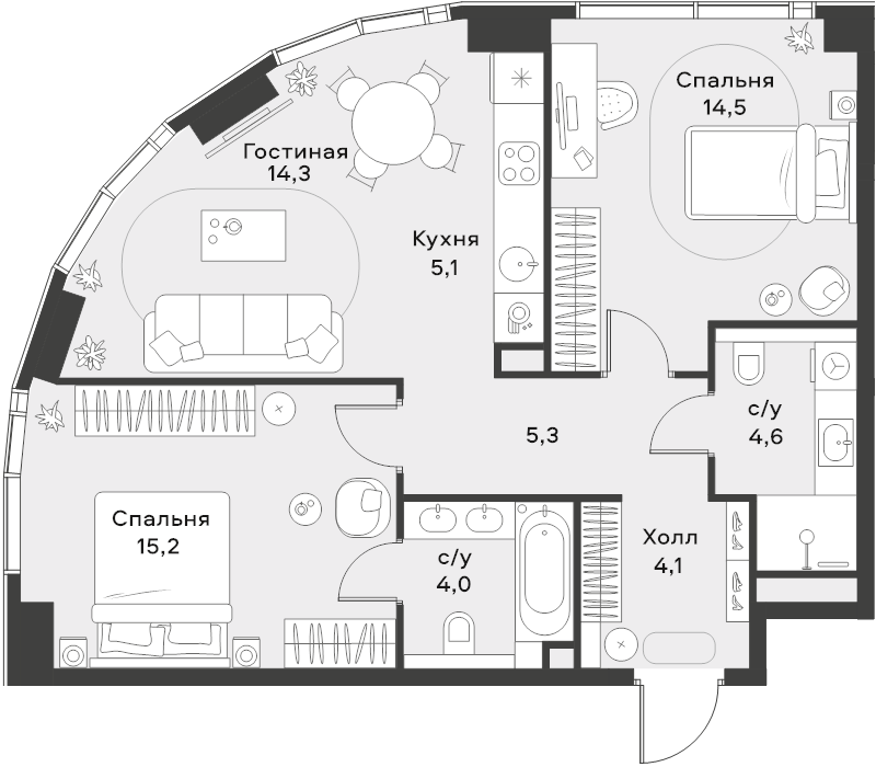 3 ккв (Евро) 67,1 м²