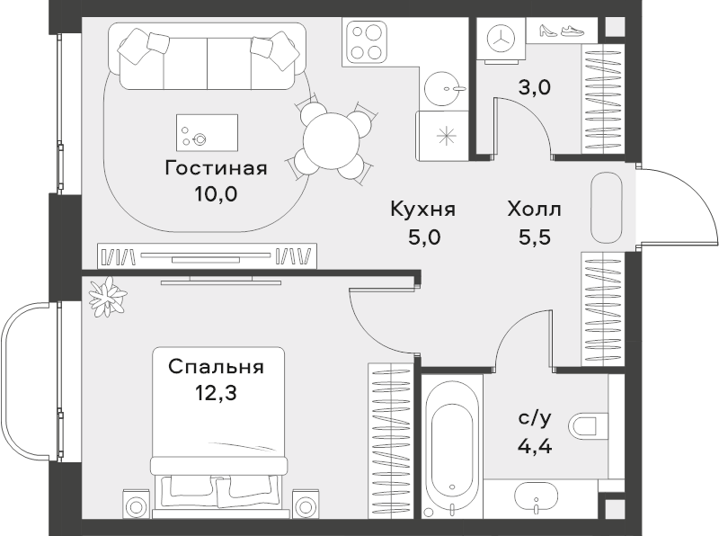 2 ккв (Евро) 40,2 м²