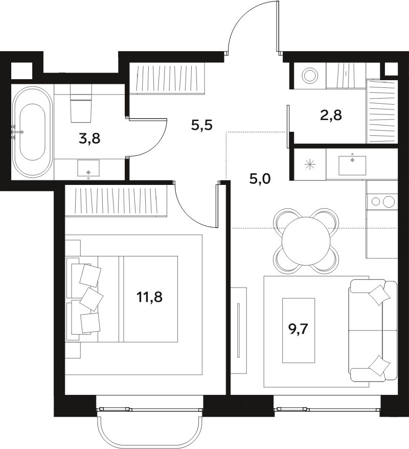 1 ккв 38,6 м²