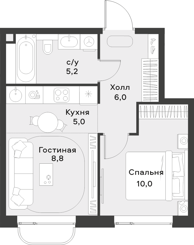 1 ккв 35 м²