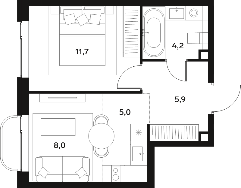 1 ккв 34,8 м²