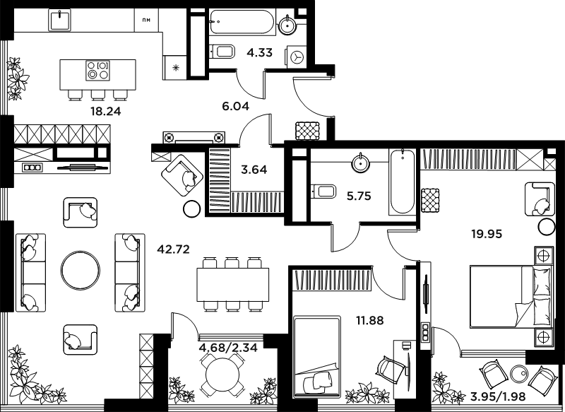 4 ккв (Евро) 117 м²