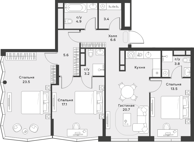 4 ккв (Евро) 103,1 м²