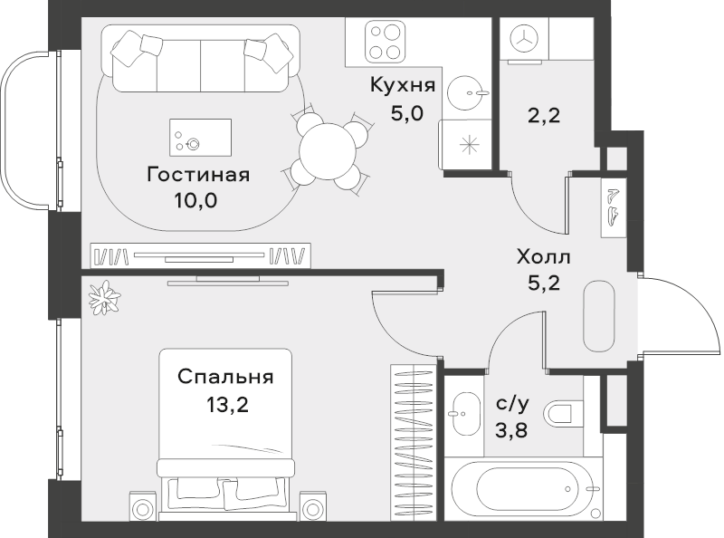 2 ккв (Евро) 39,4 м²