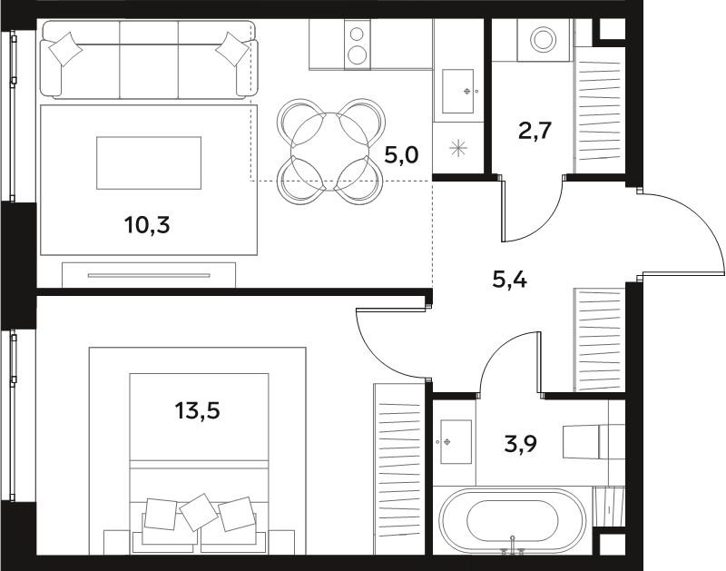 2 ккв (Евро) 40,8 м²