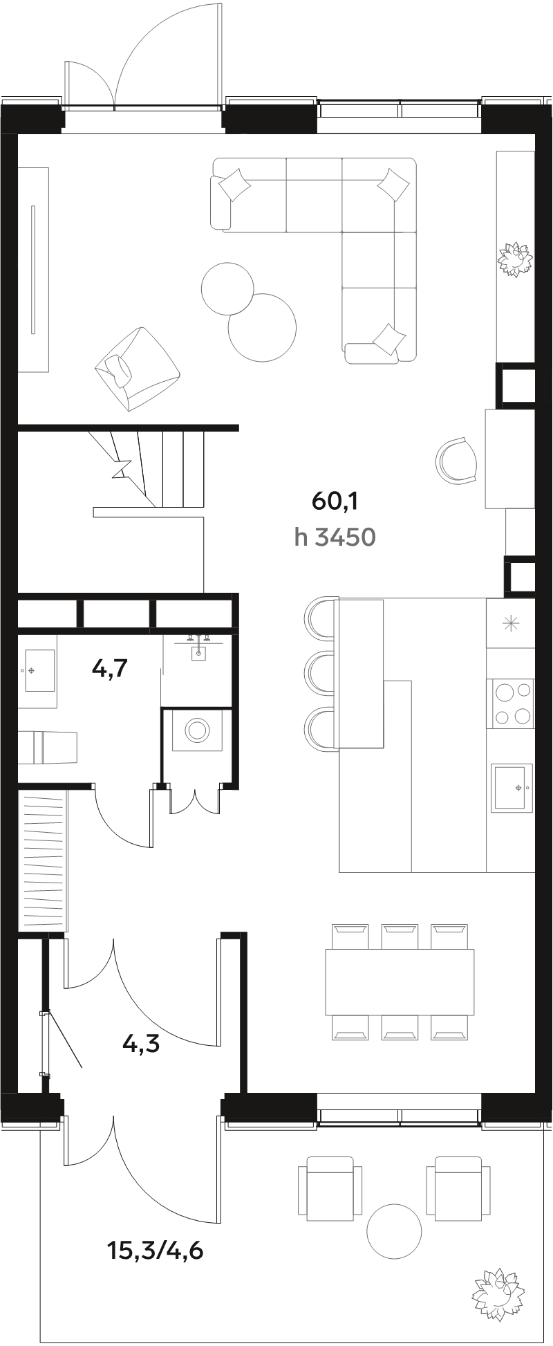 3 ккв 163,4 м²