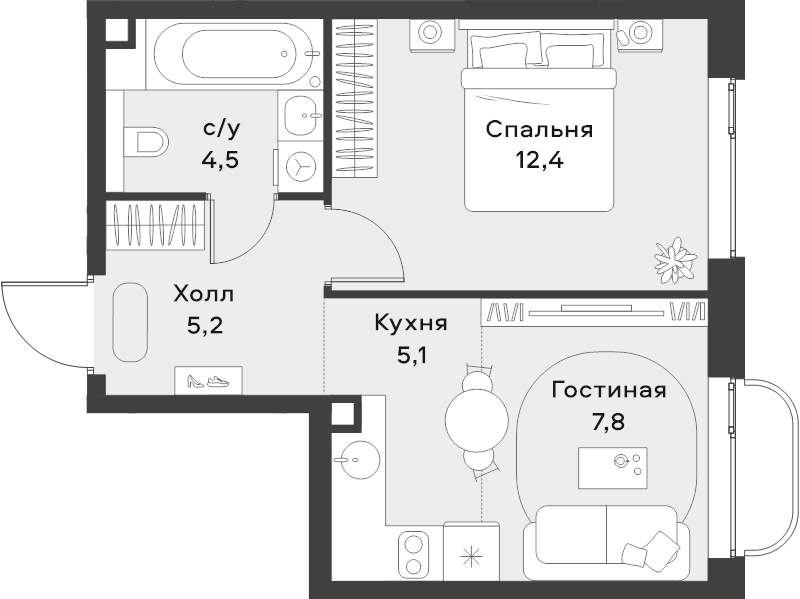 1 ккв 35 м²