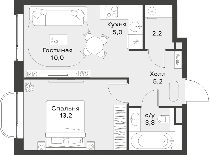 2 ккв (Евро) 39,4 м²