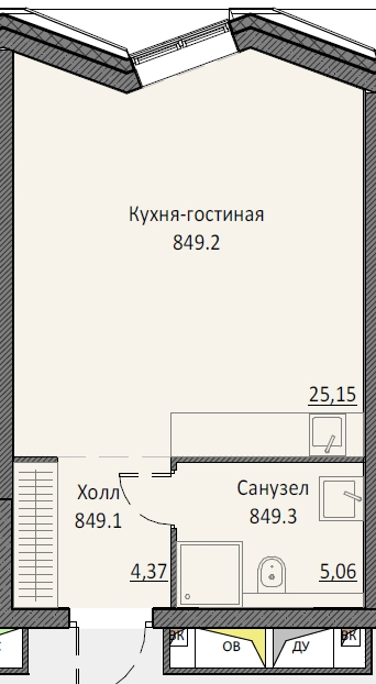 Студия 34,6 м²