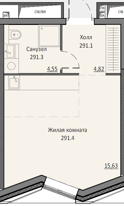 Студия 30,3 м²