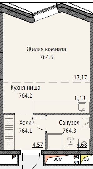 Студия 33,9 м²