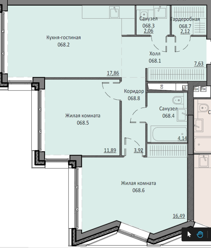 3 ккв (Евро) 65,8 м²