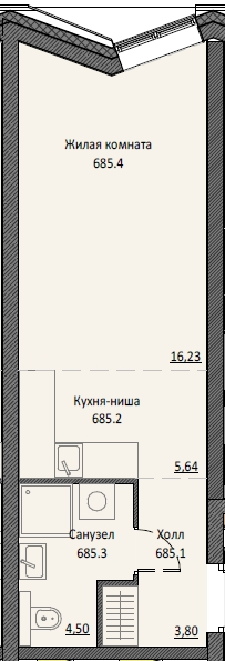 Студия 29 м²
