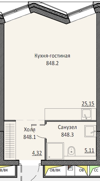 Студия 34,6 м²