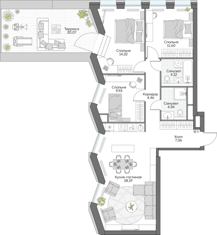 4 ккв (Евро) 103 м²