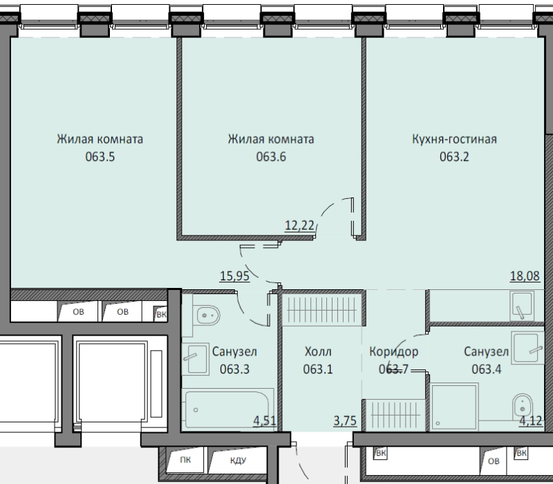 3 ккв (Евро) 61,4 м²