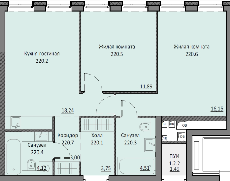 3 ккв (Евро) 60,3 м²