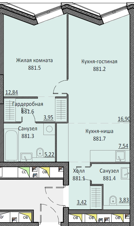 2 ккв (Евро) 52,7 м²